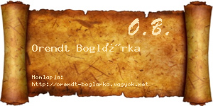 Orendt Boglárka névjegykártya